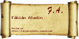 Fábián Aladin névjegykártya